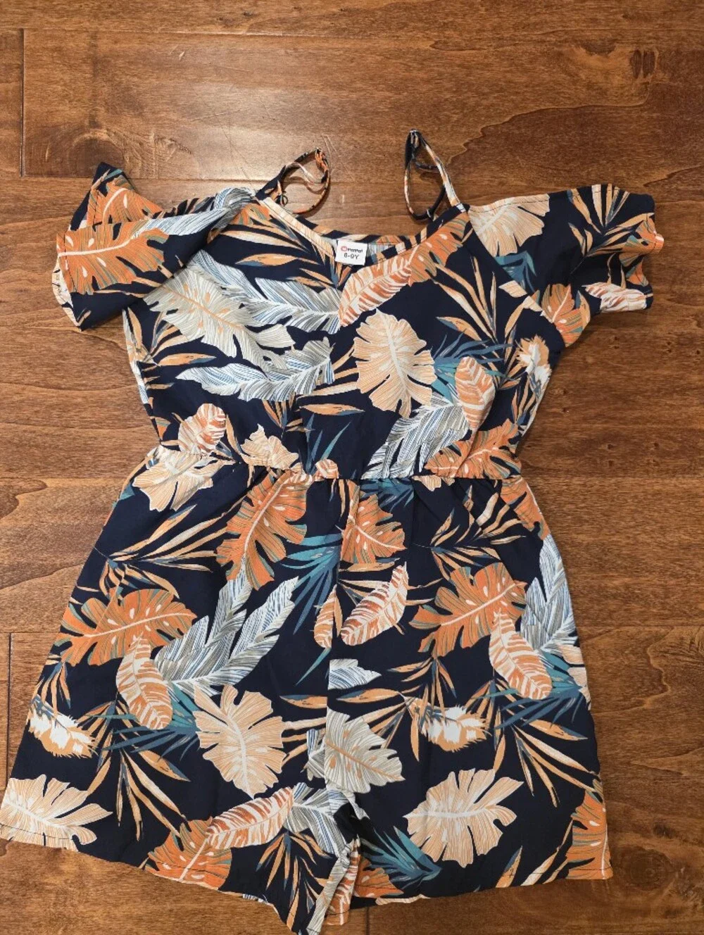 PatPat Navy Cold-Shoulder Romper Sz 8-9
